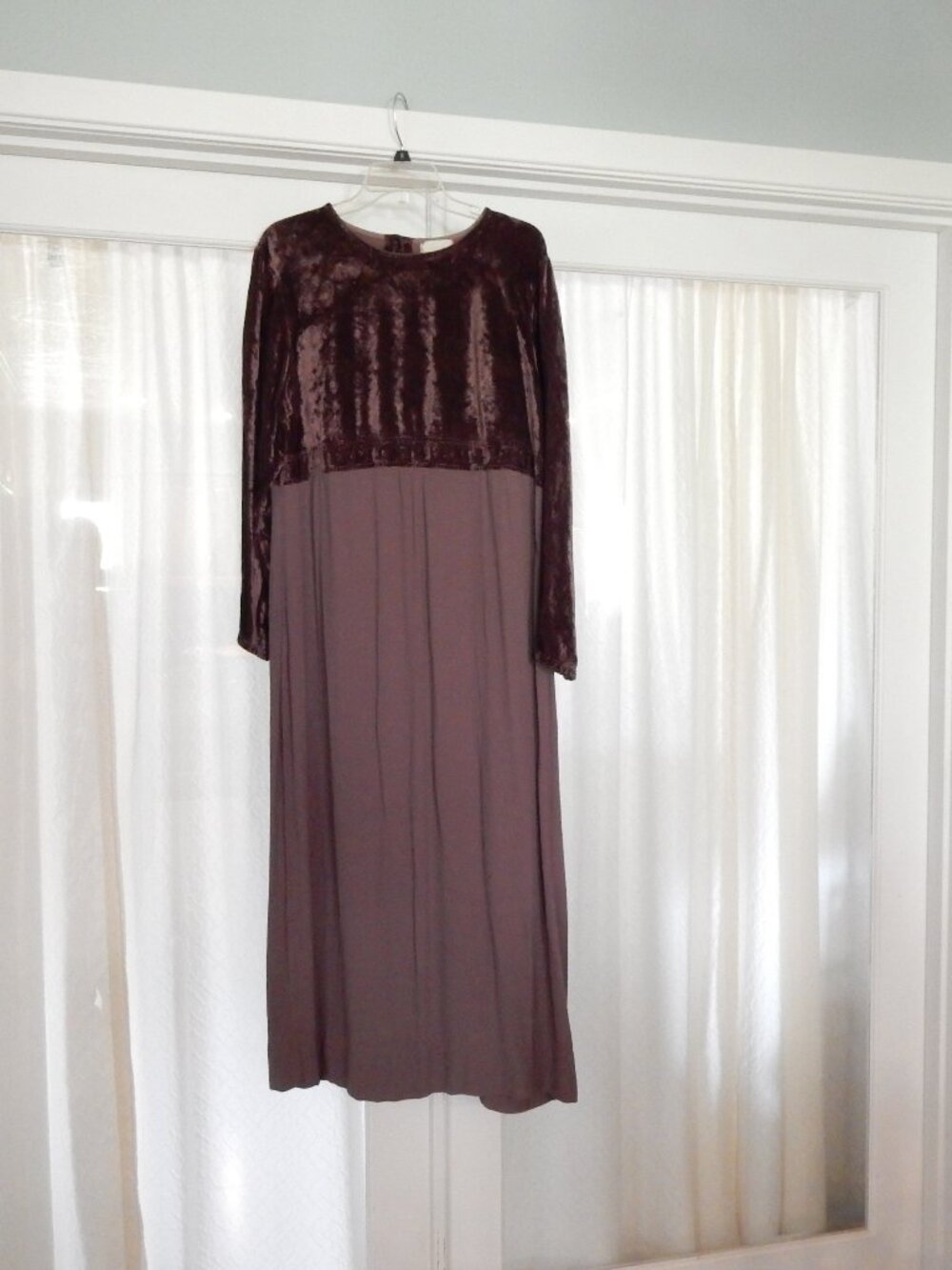 J Jill sz L women's purple velvet rayon column dress spring summer fall 10 12